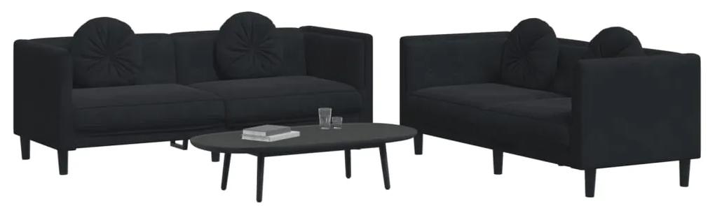 2 pcs conjunto de sofás com almofadas veludo preto