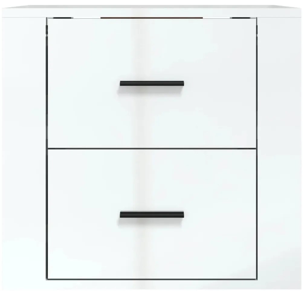 Mesa de cabeceira de parede 50x36x47 cm branco brilhante