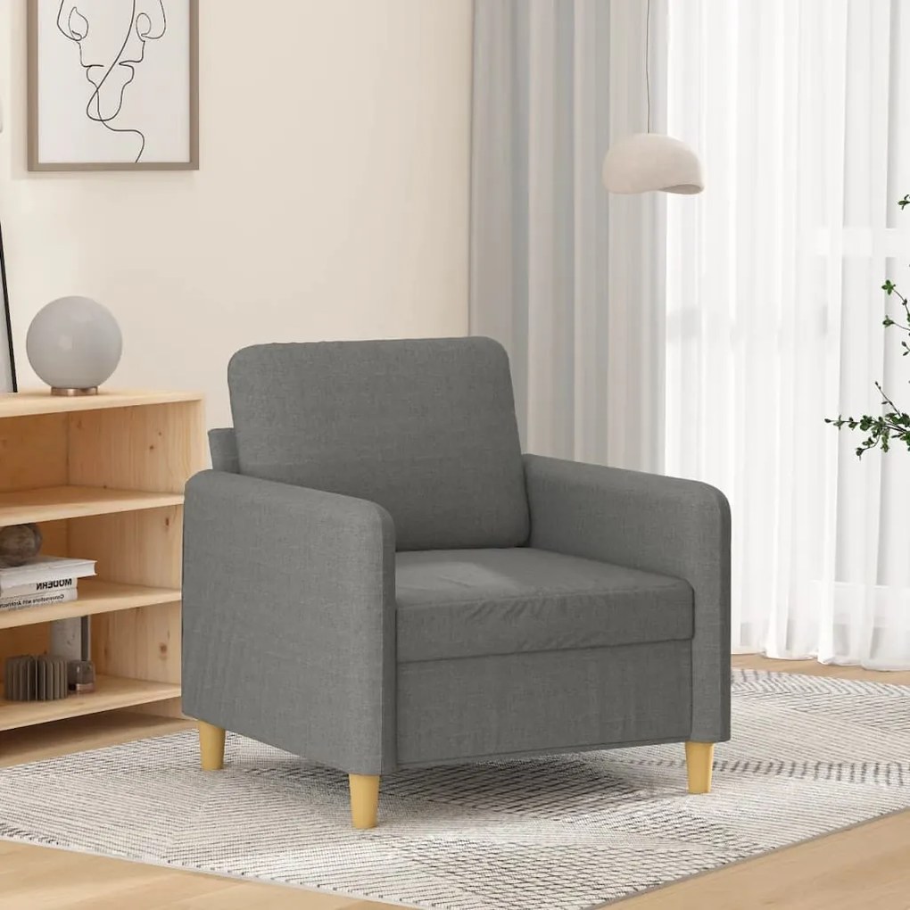 349074 vidaXL Poltrona 60 cm tecido cinzento-escuro