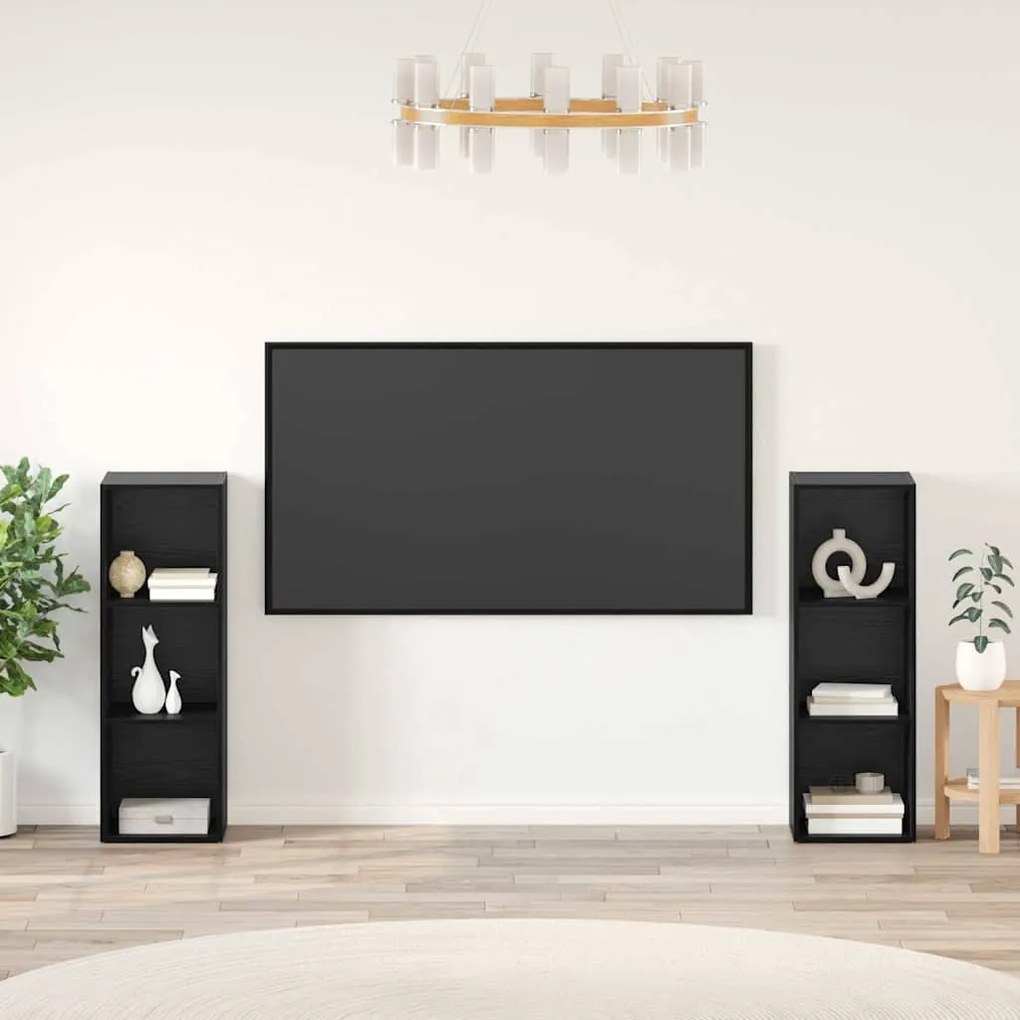 Conjunto de móvel de TV 2 pcs Carvalho Preto 107 x 35 x 37 cm