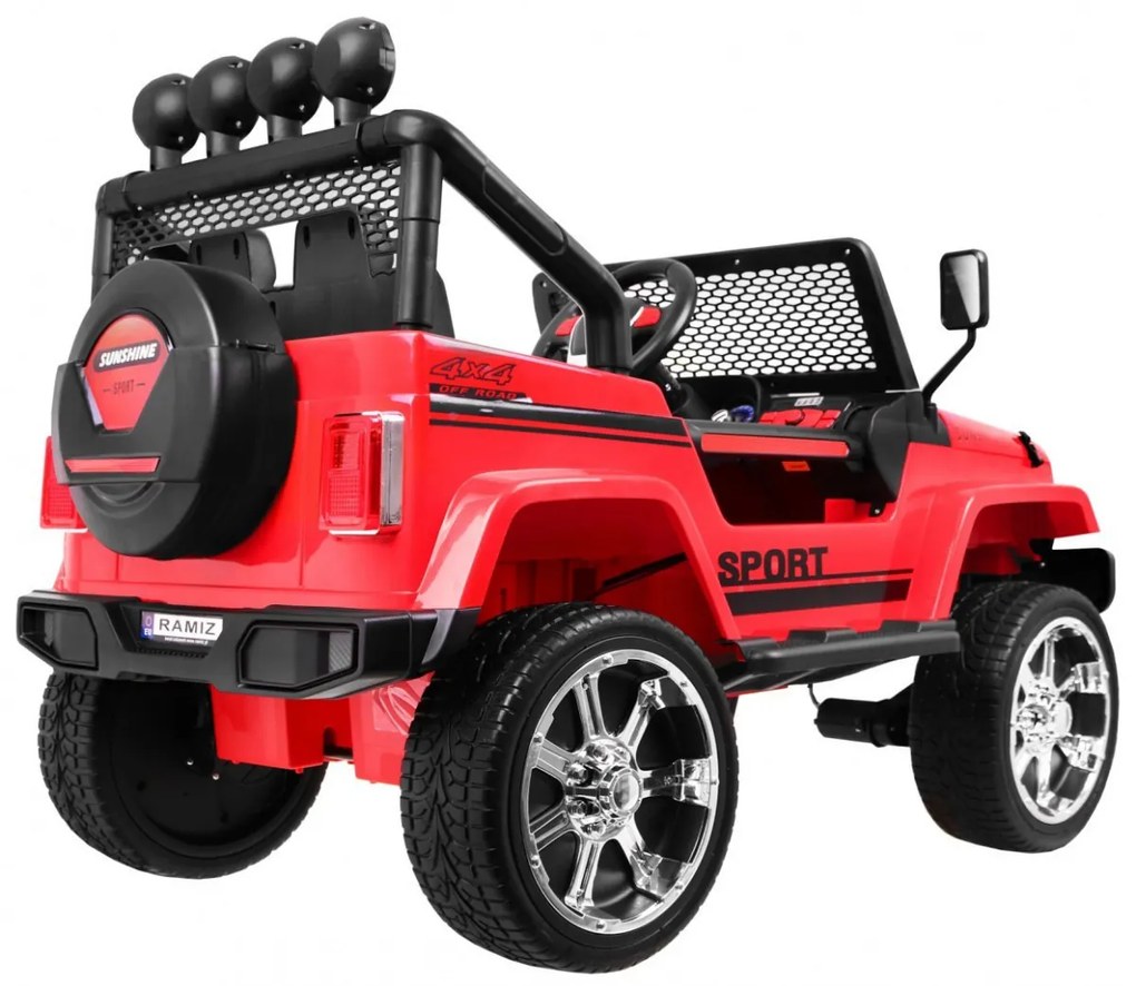 Jipe elétrico para Crianças NEW Raptor DRIFTER 4 x 4, 12V Rodas Espuma EVA, Assento couro Vermelho