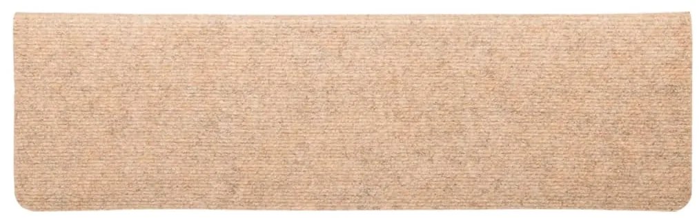 Tapetes de escada 10 pcs 65x21x4 cm agulhado creme