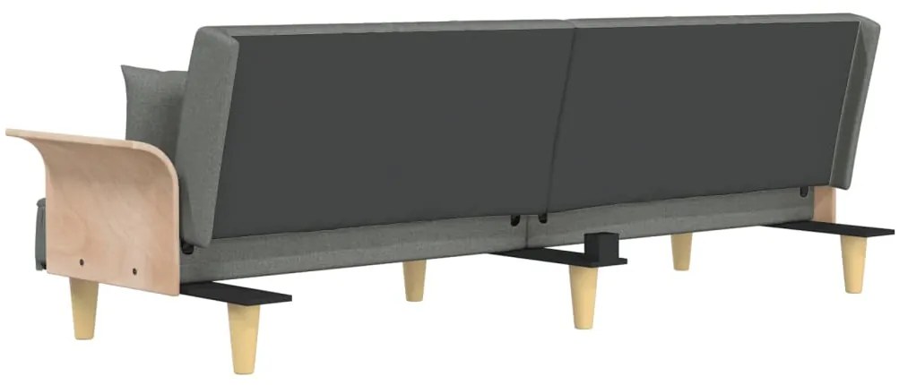 Sofá-cama com apoio de braços tecido cinzento-escuro