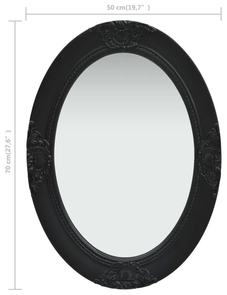 Espelho de parede estilo barroco 50x70 cm preto