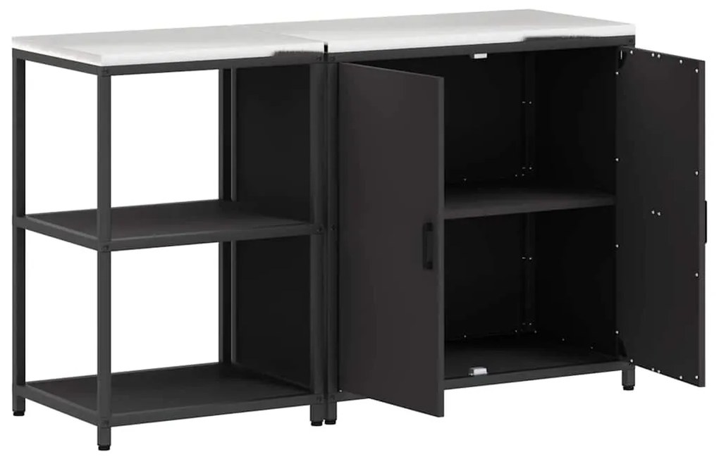 Conjunto de Armazenamento de Cozinha com prateleira 2 pcs Preto