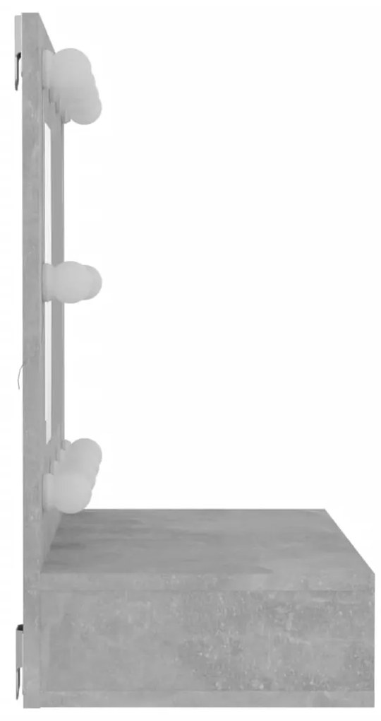 Armário espelhado com LED 60x31,5x62 cm cinzento cimento