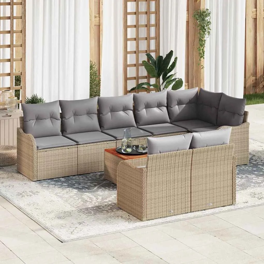 vidaXL Conjunto de Sofá de Jardim 9 pcs Bege, branco Médio-Grande