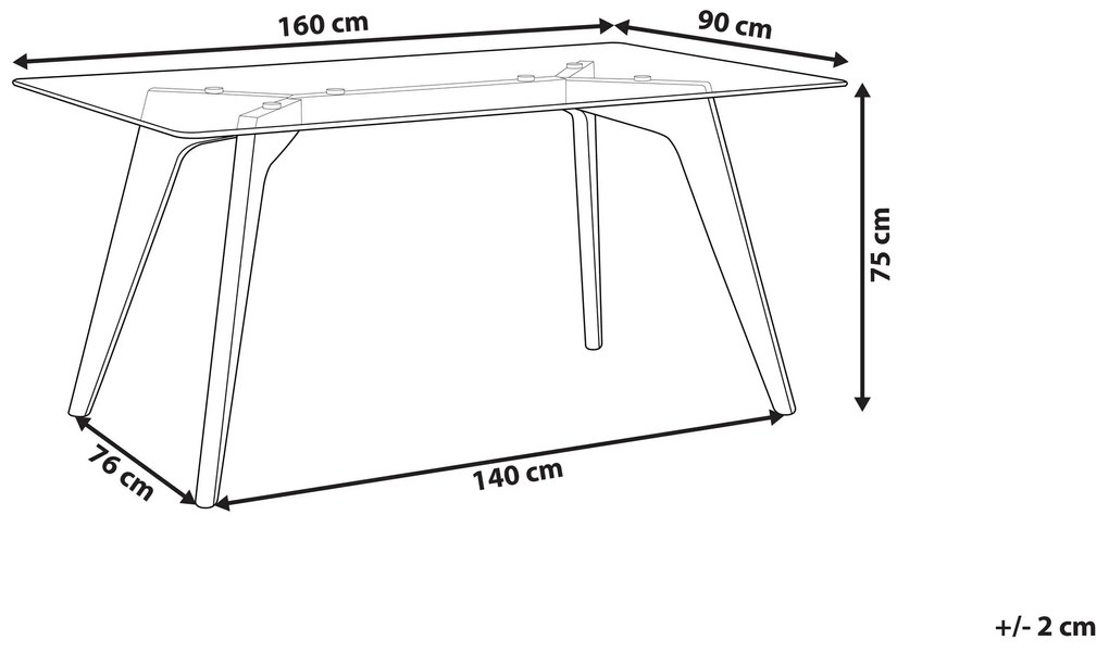 Mesa de jantar com tampo de vidro 160 x 90 cm HUDSON Beliani