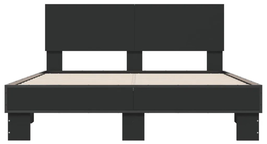 Estrutura de cama 120x190 cm derivados de madeira/metal preto