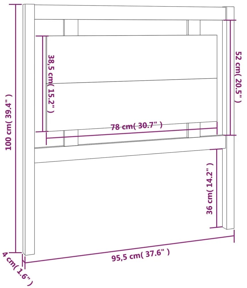 Cabeceira de cama 95,5x4x100 cm pinho maciço cinzento