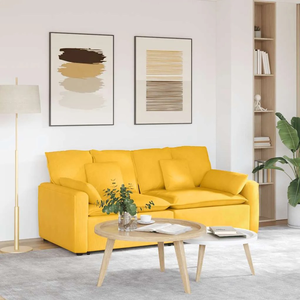 vidaXL Sofá modular com almofadas amarelo-claro