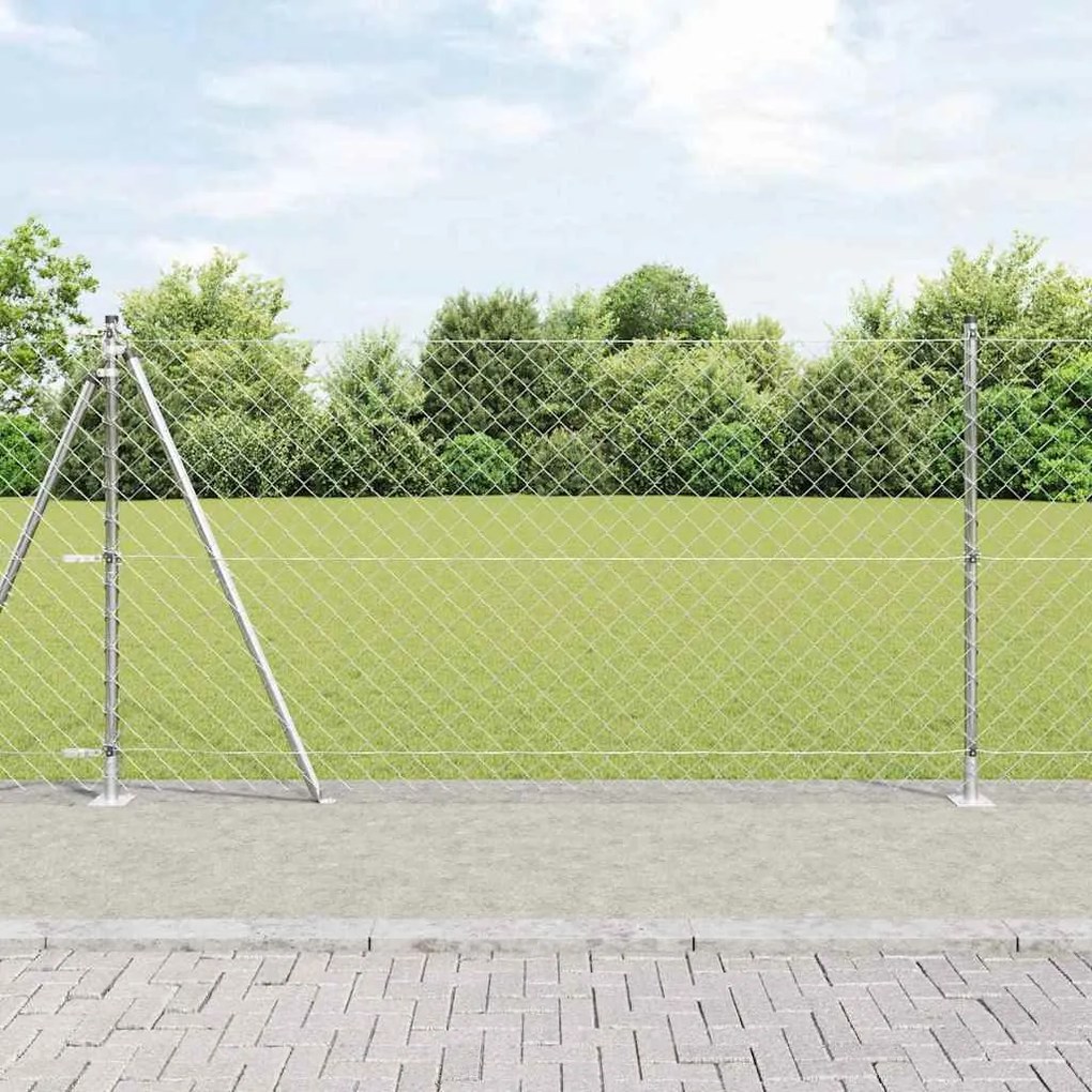 vidaXL Poste de Cerca Prateado 10 x 1,2 m (malha 60 x 60 mm) Aço