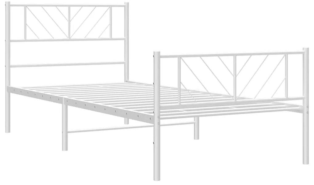 Estrutura de cama com cabeceira e pés 100x200 cm metal branco