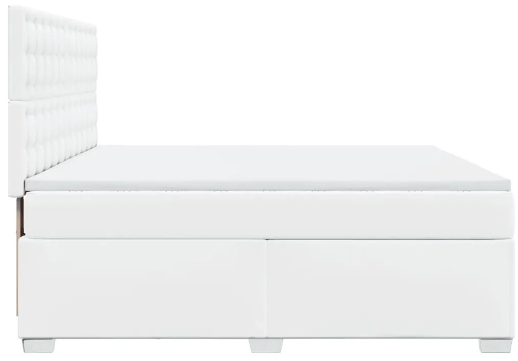 Cama com molas/colchão 180x200 cm couro artificial branco
