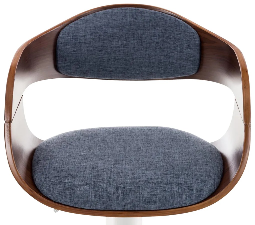 Banco de bar Kingston em tecido e com estrutura cromada 50 x 88-102 x 48 cm Azul + Cor Nogueira