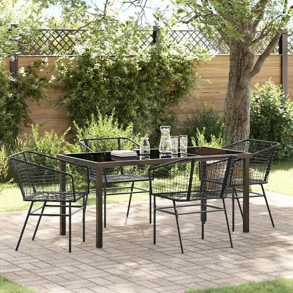 vidaXL Conjunto de Jantar de Jardim 5 Peças Preto