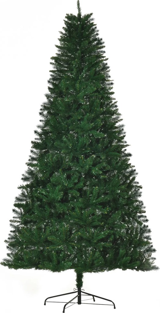 HOMCOM Árvore de Natal Artificial 240cm Ignífuga com 1499 Ramas com 2 Tipos de Pontas de PVC e Base de Aço Verde | Aosom Portugal