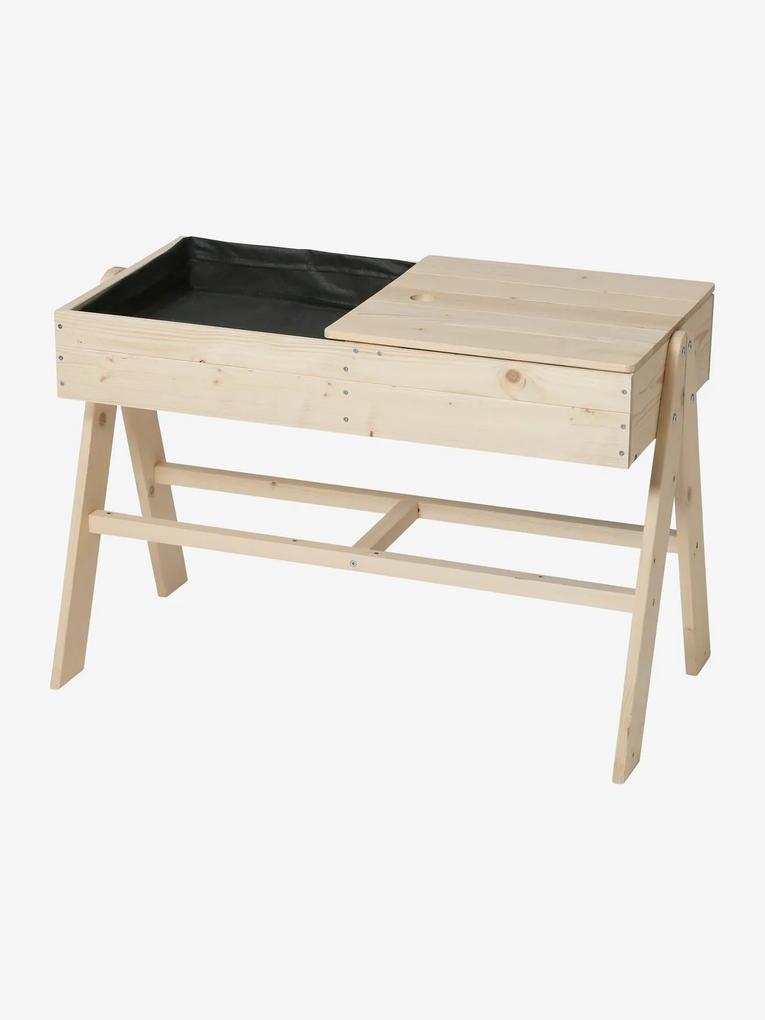 Mesa em madeira com compartimento para areia e água bege