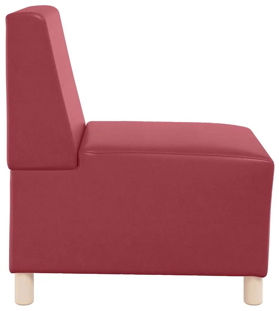 Poltrona sem braços 55 cm couro artificial vermelho tinto