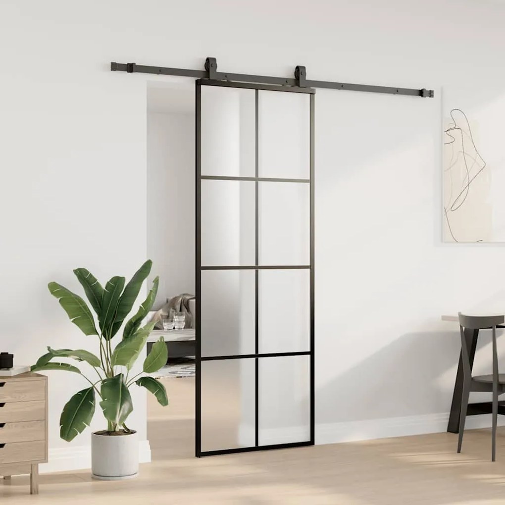 Porta deslizante c/ conj. ferragens 76x205cm vidro ESG preto