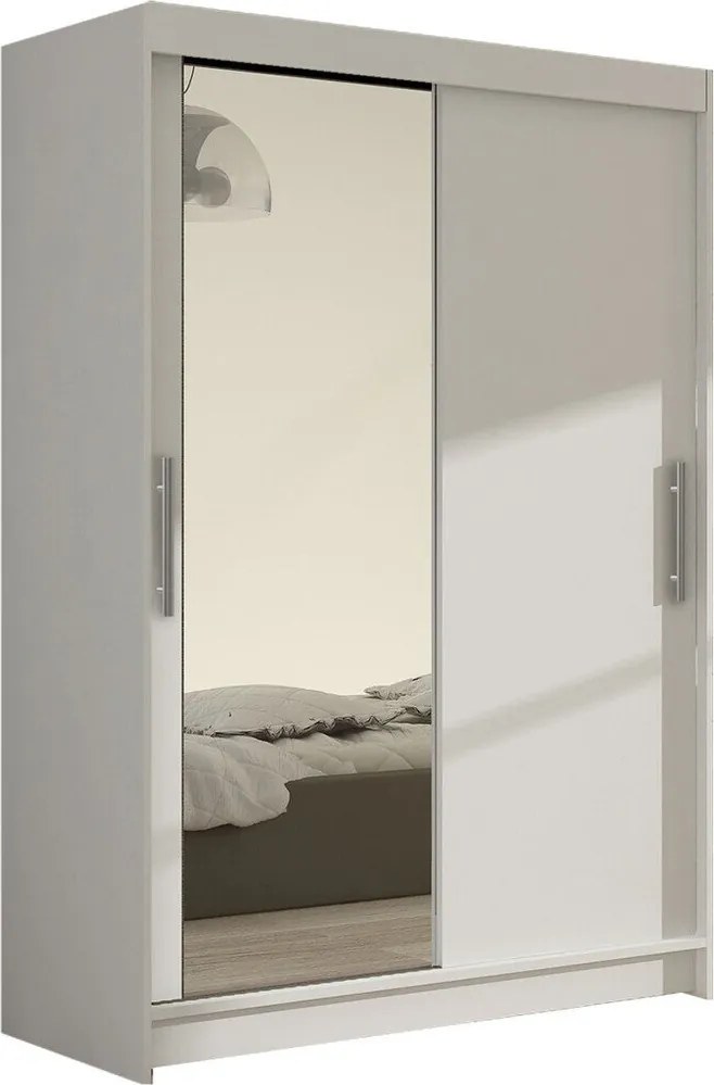 Roupeiro Closico 128, Branco, 200x120x58cm, 106 kg, Portas para roupeiro: Deslizante, Número de prateleiras: 5, Número de prateleiras: 5