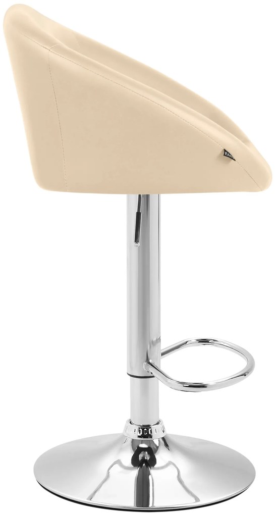 Banco de bar Miami em couro sintético e com estrutura cromada 55 x 86-106 x 51 cm Creme