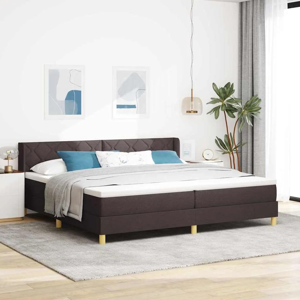 vidaXL Cama Box com colchão Marrom Escuro 200 x 200 cm Poliéster