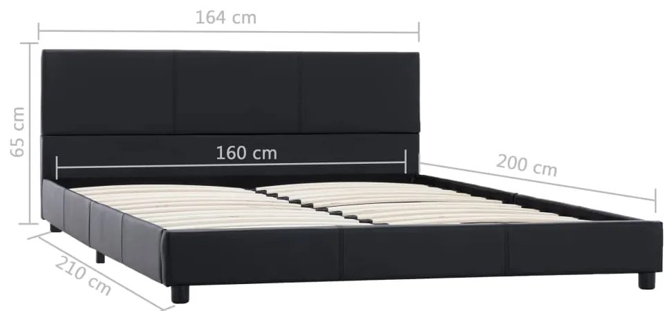 Estrutura de cama 160x200 cm couro artificial preto