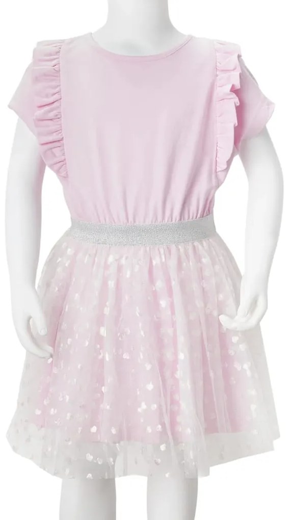 Vestido de criança com folhos rosa-claro 140