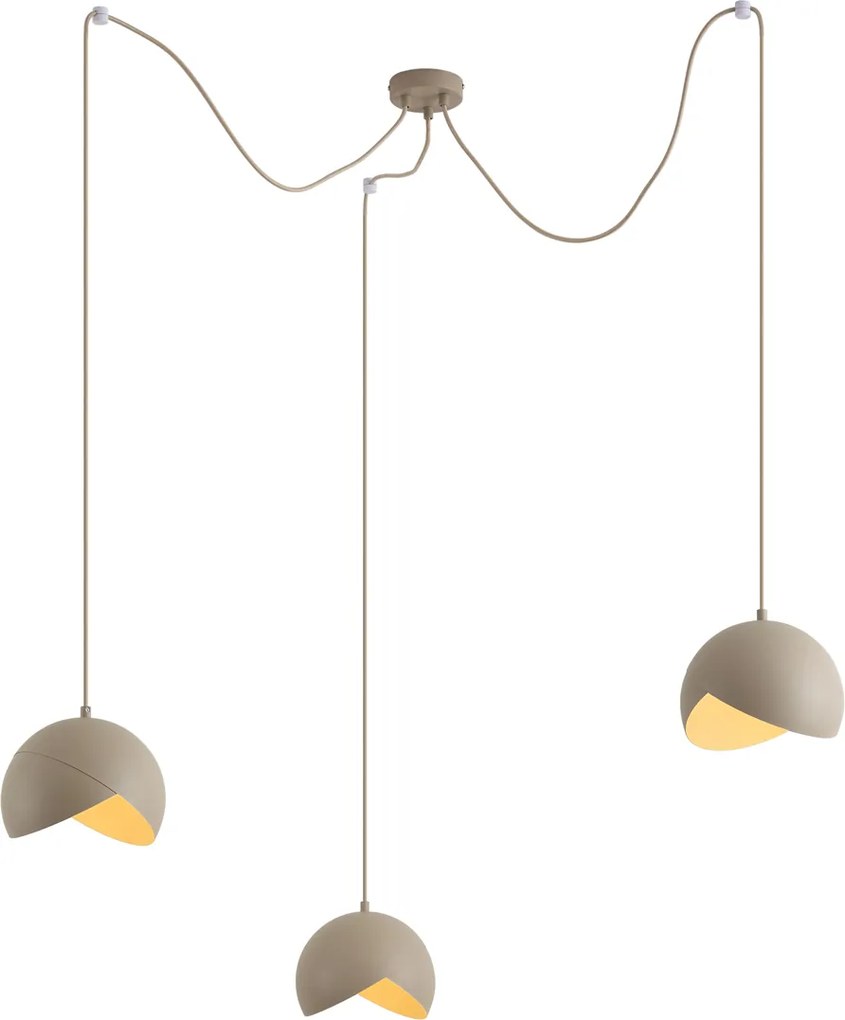 Candeeiro Pendente de Design Bege com Vidro Opalino 3 Luzes - Tulip