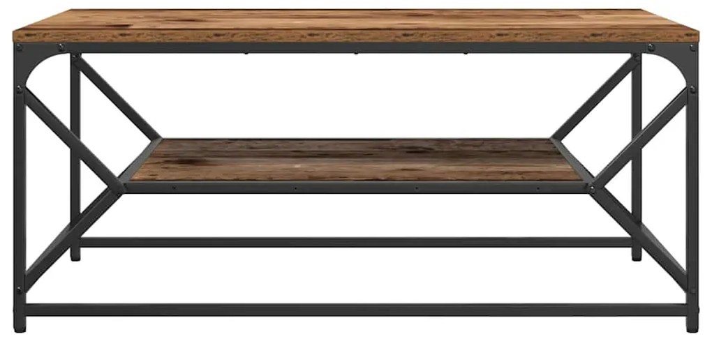 Mesa de Centro vidaXL com Prateleira em Madeira Antiga 90x50x40 cm em