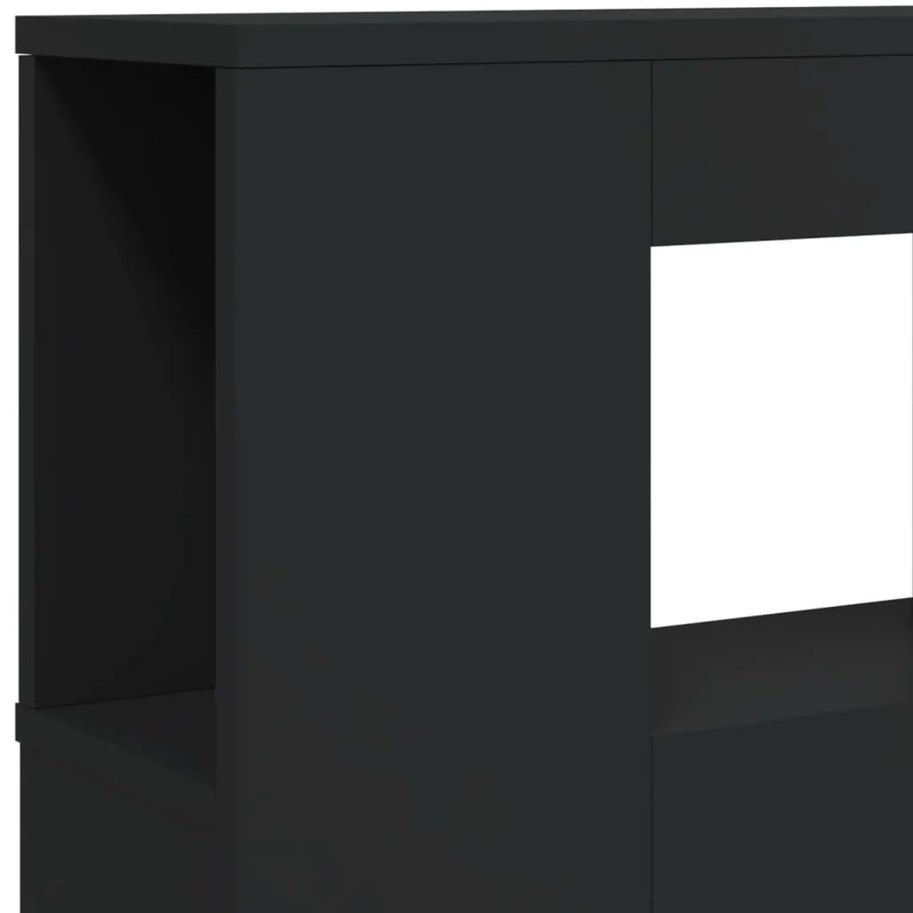 Cabeceira cama c/ LEDs 120x18,5x103,5 cm deriv. madeira preto