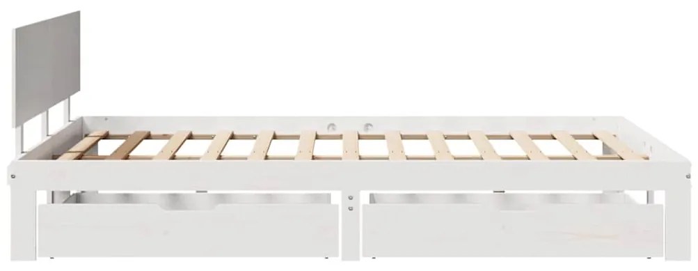 Estrutura de cama com gavetas 120x190 cm pinho maciço branco