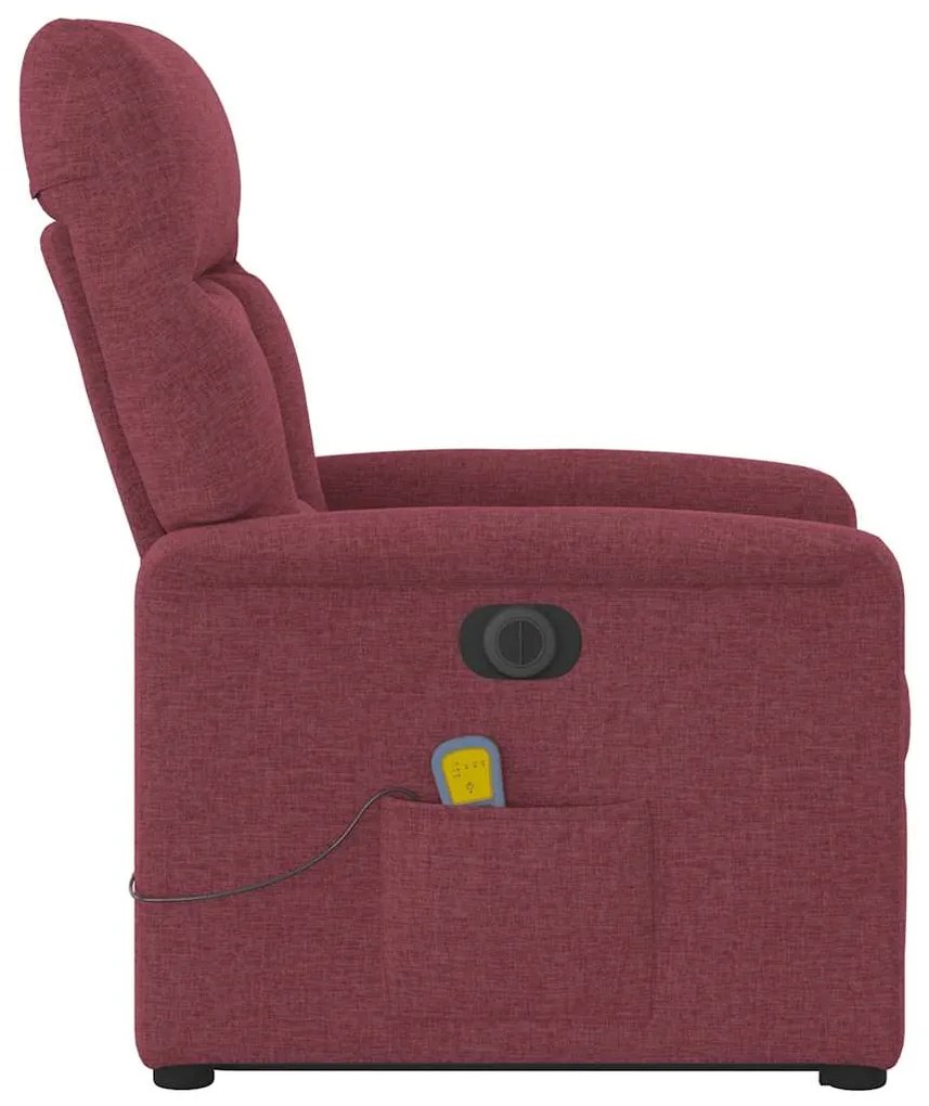 Poltrona elevatória de massagens elétrica tecido vermelho tinto