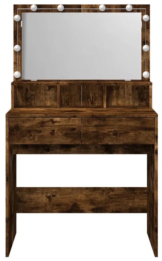 Toucador com LED 80x41x134,5 cm cor carvalho fumado