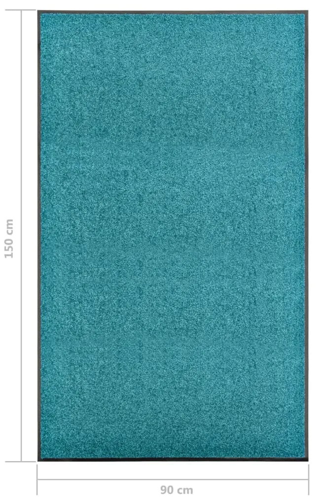 Tapete de porta lavável 90x150 cm azul ciano
