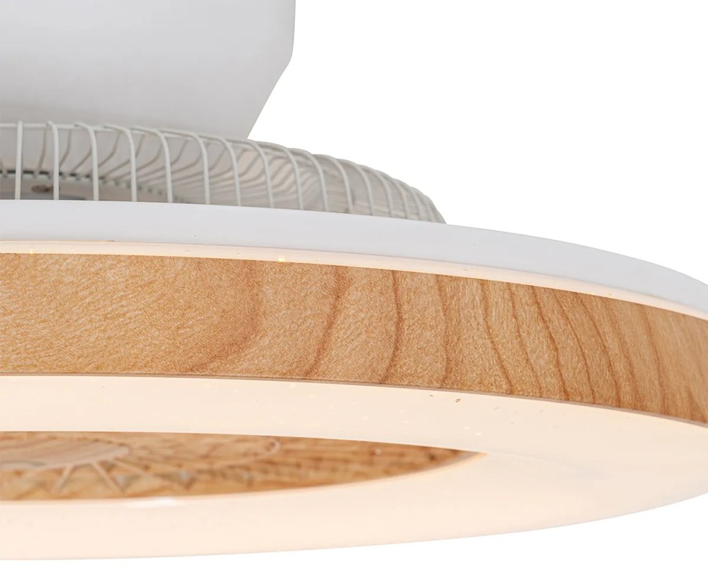 Ventilador de teto com impressão de madeira 60cm incl. LED regulável com controle remoto - Climo Rústico