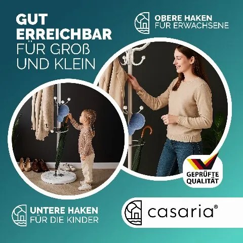 Cabide Porta-casacos com base em mármore, altura 173 cm branco