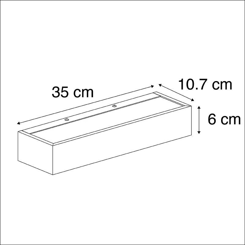 Candeeiro de parede design oblongo preto 35 cm - Houx Design
