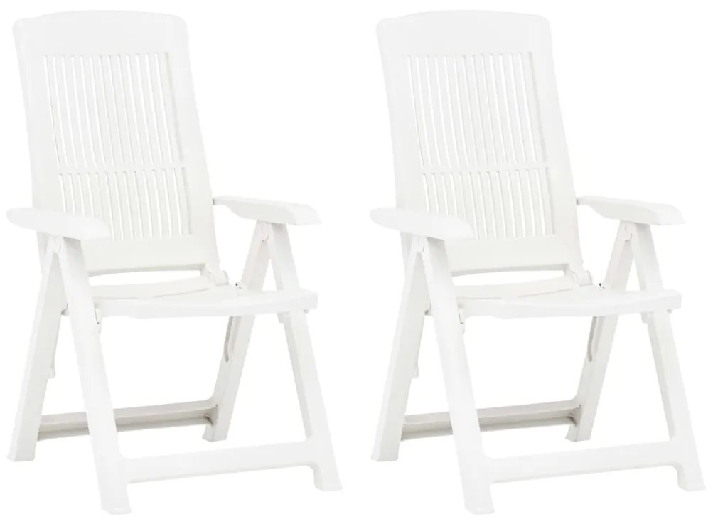 vidaXL Cadeiras de jardim reclináveis 2 pcs plástico branco