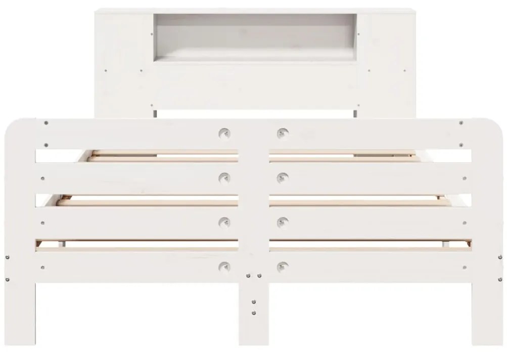 Cama sem colchão 140x190 cm madeira de pinho maciça branco