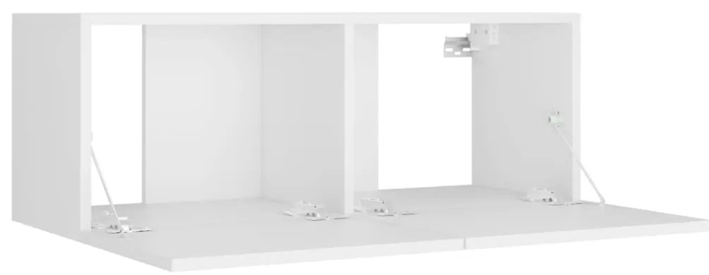 Conjunto móveis de TV 4 pcs madeira processada branco
