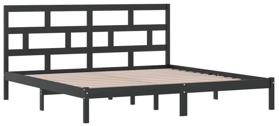 Estrutura de cama 200x200 cm pinho maciço preto