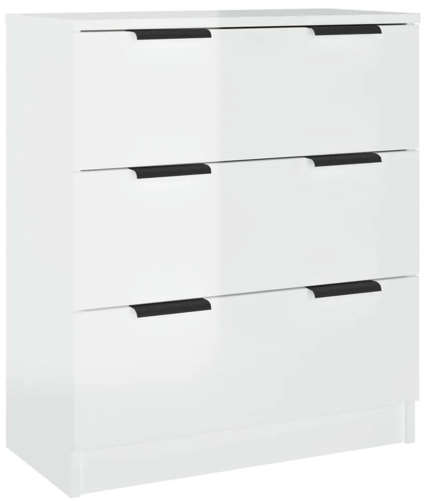 3 pcs aparadores madeira processada branco brilhante