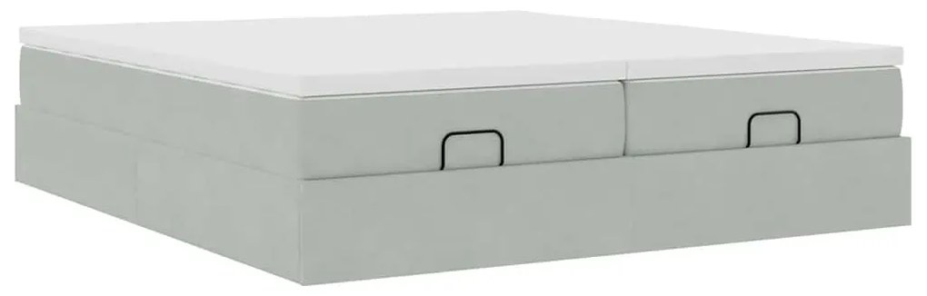 Estrutura cama otomana colchões 160x200cm veludo cinzento claro