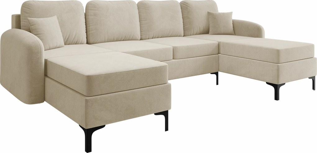 Sofá de canto Torlua 104, Cama com arrumação, 293x172x96cm, 159 kg, Pernas: Metal, Madeira: Pinheiro