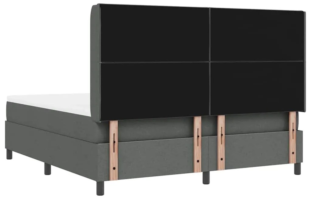 Cama Box com Colchão e LED Cinza Escuro 180x200 cm Tecido