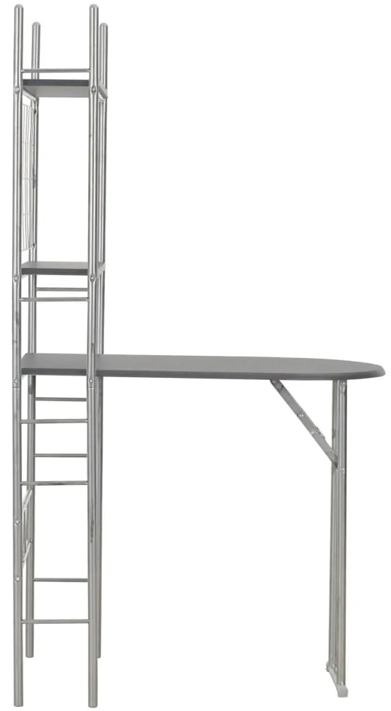 3 pcs conjunto jantar dobrável com prateleira MDF e aço preto