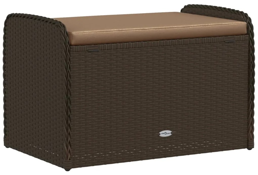 Banco de arrumação com almofadão 80x51x52 cm vime PE castanho