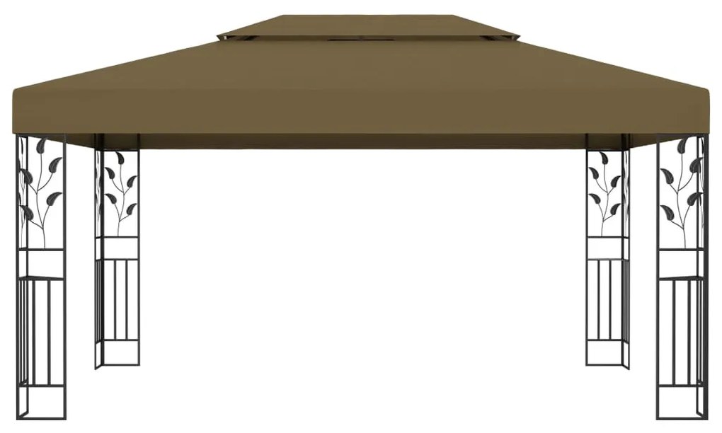 Gazebo com telhado duplo 3x4 m 180 g/m² cinza-acastanhado